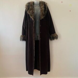 Y2K BROWN FAUX FUR + FAUX SUEDE COAT